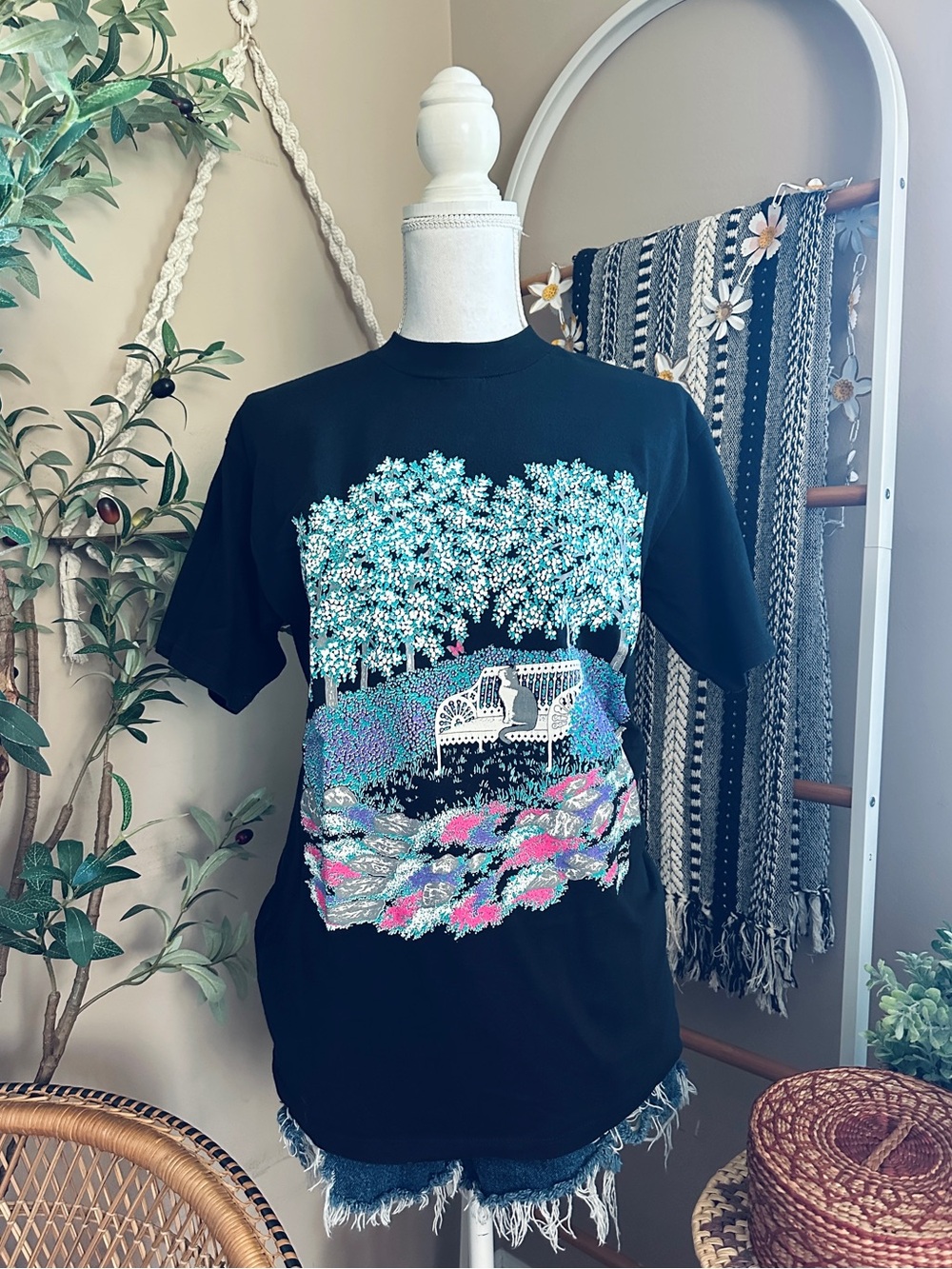 Vintage Gopher Sport Cat Garden Graphic Tee USA Made Black T-Shirt M